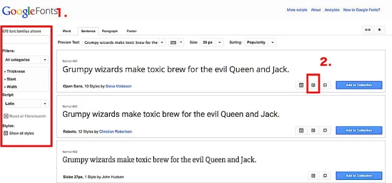 Google Fontsの旧画面